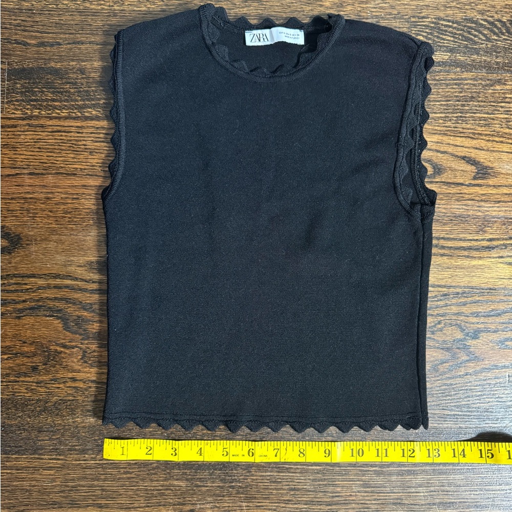 Zara Black Ruffle Trim Top
